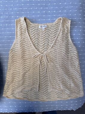 Lucky Brand Crochet Knit Front Tie Top